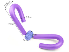 Purple U-shaped tool with measurements on a white background