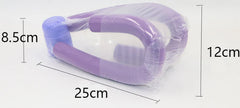 Purple handle with measurements on a white background