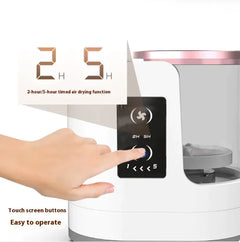 Hand interacting with a touch screen on a white background