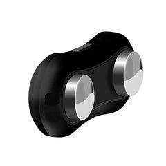 Black and silver device on a white background