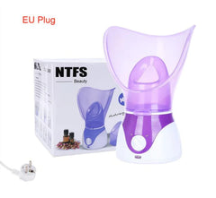 Purple facial steamer with NTFS Beauty packaging on a white background
