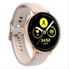 Smartwatch with a pink strap on a white background
