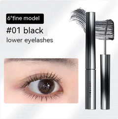 Eyelash extension product with close-up of eye wearing the extensions on a white background.