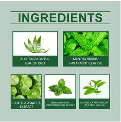 List of natural ingredients with corresponding images on a green background