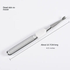 Dead skin remover with measurements on a white background