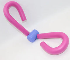 Pink and blue plastic hook on a white background