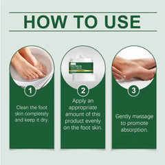 Instructions on how to use a foot care product with step-by-step guidance.