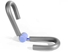 Metal U-shaped lock with a blue plastic component on a white background