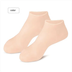 Pair of beige ankle socks on a white background