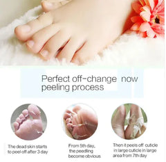 Feet with a peeling process shown, surrounded by a flower.