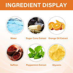 Display of ingredients with corresponding labels on a beige background