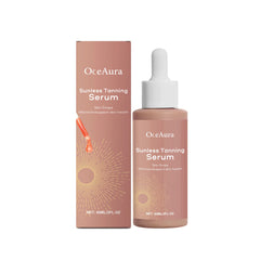 OceAura Sunless Tanning Serum with packaging on a white background