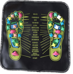 Colorful foot diagram on a black background with labeled body parts.