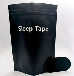 Black package labeled 'Sleep Tape' on a white background