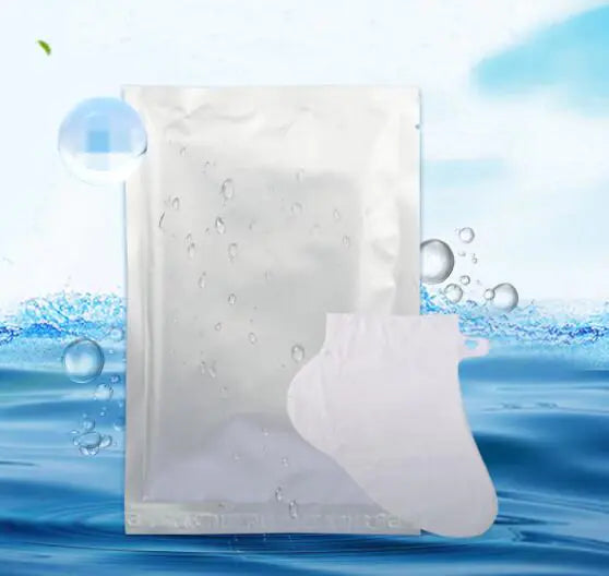 Product packaging with water droplets and a blue water background