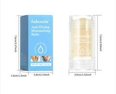 Lakerain Anti-Drying Moisturizing Balm packaging with dimensions on a white background