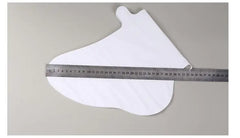 White shoe mask sleeve with a measuring tape on a gray background