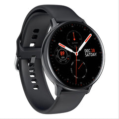 Smartwatch with a black strap on a white background