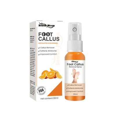 South Moon Foot Callus Removal Spray and packaging on a white background