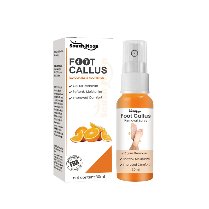 South Moon Foot Callus Removal Spray and packaging on a white background