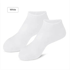 Pair of white socks on a white background