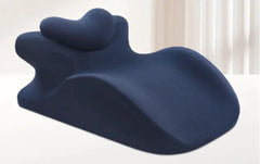 Blue ergonomic pillow on a white background