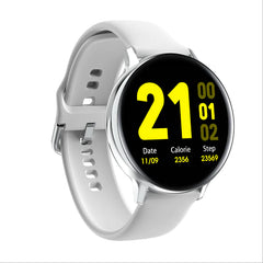 Smartwatch with a white band on a white background