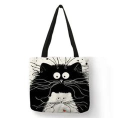 Linen Cat Shoulder Bag