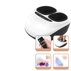White and black foot massager with remote control on a white background