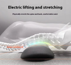 Product with text about electric lifting and stretching, shown on a gray background.