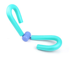 Turquoise and purple U-shaped tool on a white background