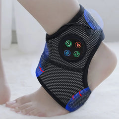 Ankle support brace with electronic controls on a white background