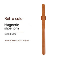Retro-style magnetic shoehorn with beech wood and magnet material on a white background