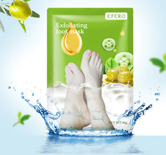 Exfoliating foot mask packaging with a green background and foot imagery, featuring the brand 'efero'.